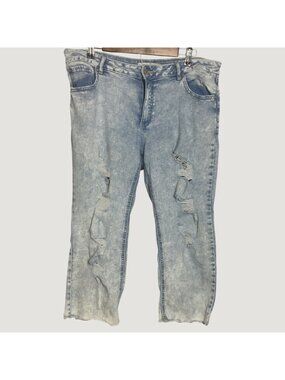 Est 1946 Cato Womens Denim Light Blue Distressed High-Rise Cropped Jeans Size 14